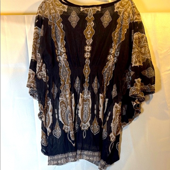 INC International Concepts Black and Tan Dolman Sleeve Blouse - Picture 6 of 8